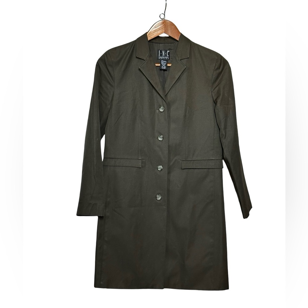 INC int’l CONCEPTS Olive Green 3/4 Trench Coat Women SIZE 2P.